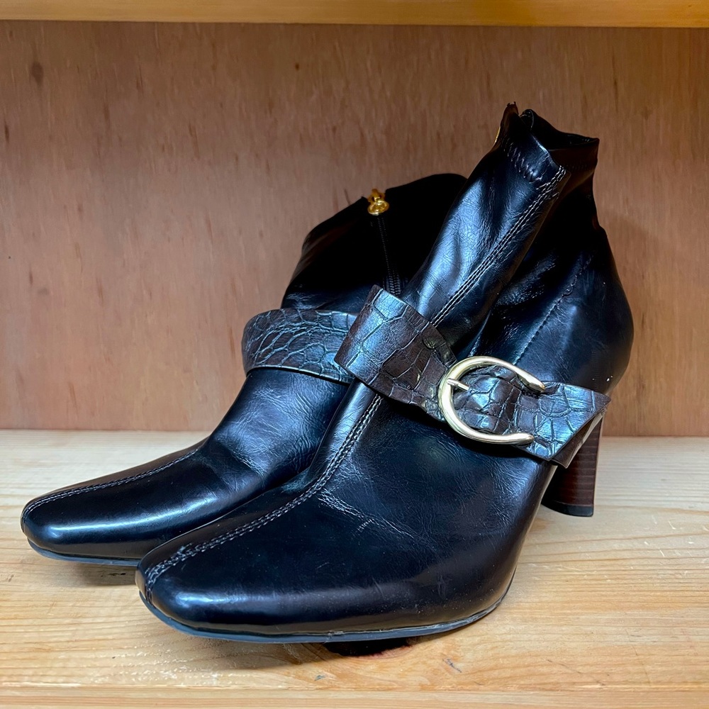 Dark Brown Leather Booties